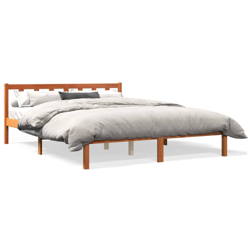 Cadre de lit sans matelas cire marron 160x200cm bois pin massif