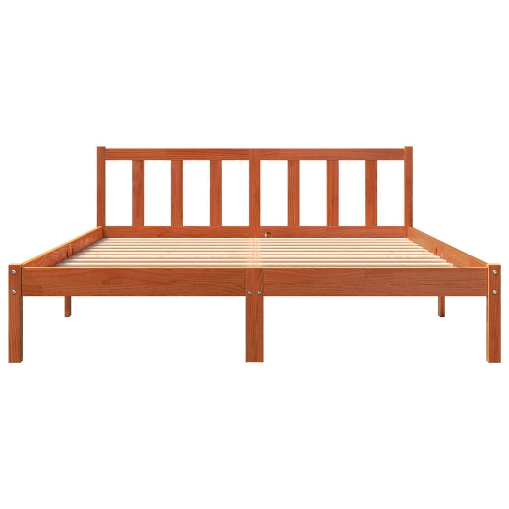 Cadre de lit sans matelas cire marron 160x200cm bois pin massif