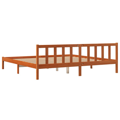 Cadre de lit sans matelas cire marron 180x200cm bois pin massif