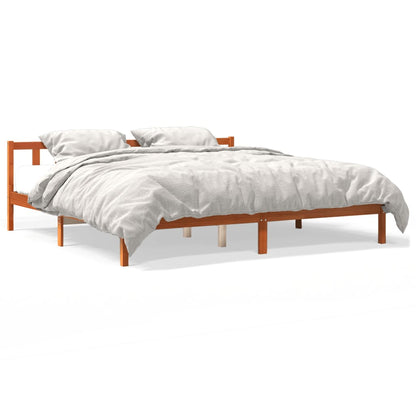 Cadre de lit sans matelas cire marron 200x200cm bois pin massif