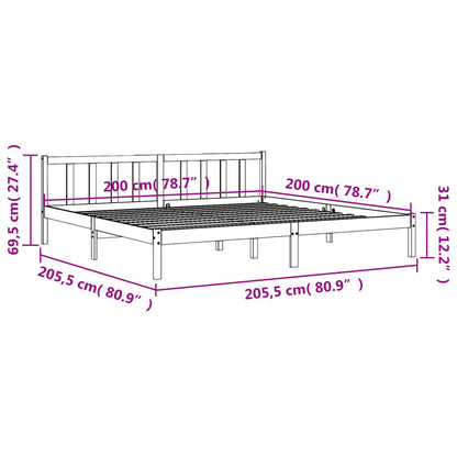 Cadre de lit sans matelas cire marron 200x200cm bois pin massif