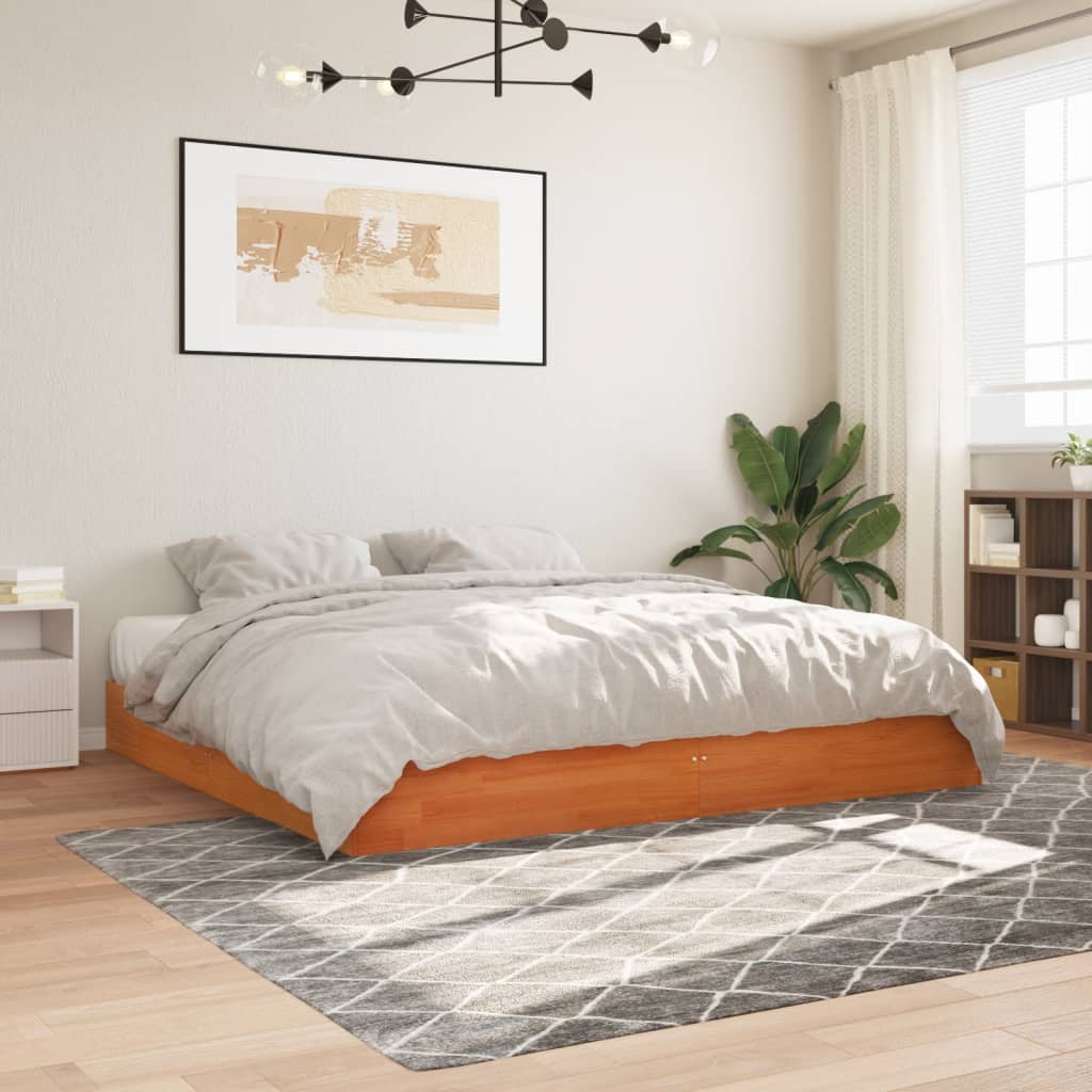 Cadre de lit sans matelas cire marron 180x200cm bois pin massif