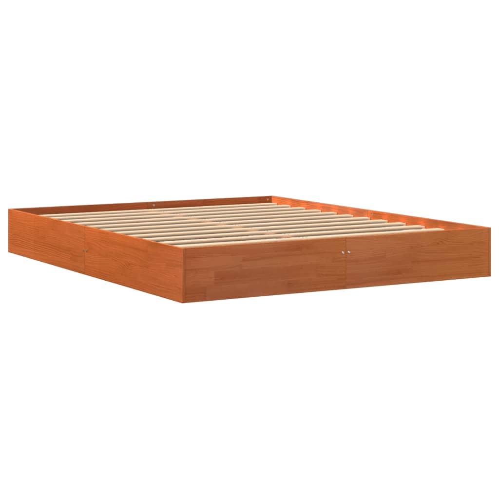 Cadre de lit sans matelas cire marron 160x200cm bois pin massif