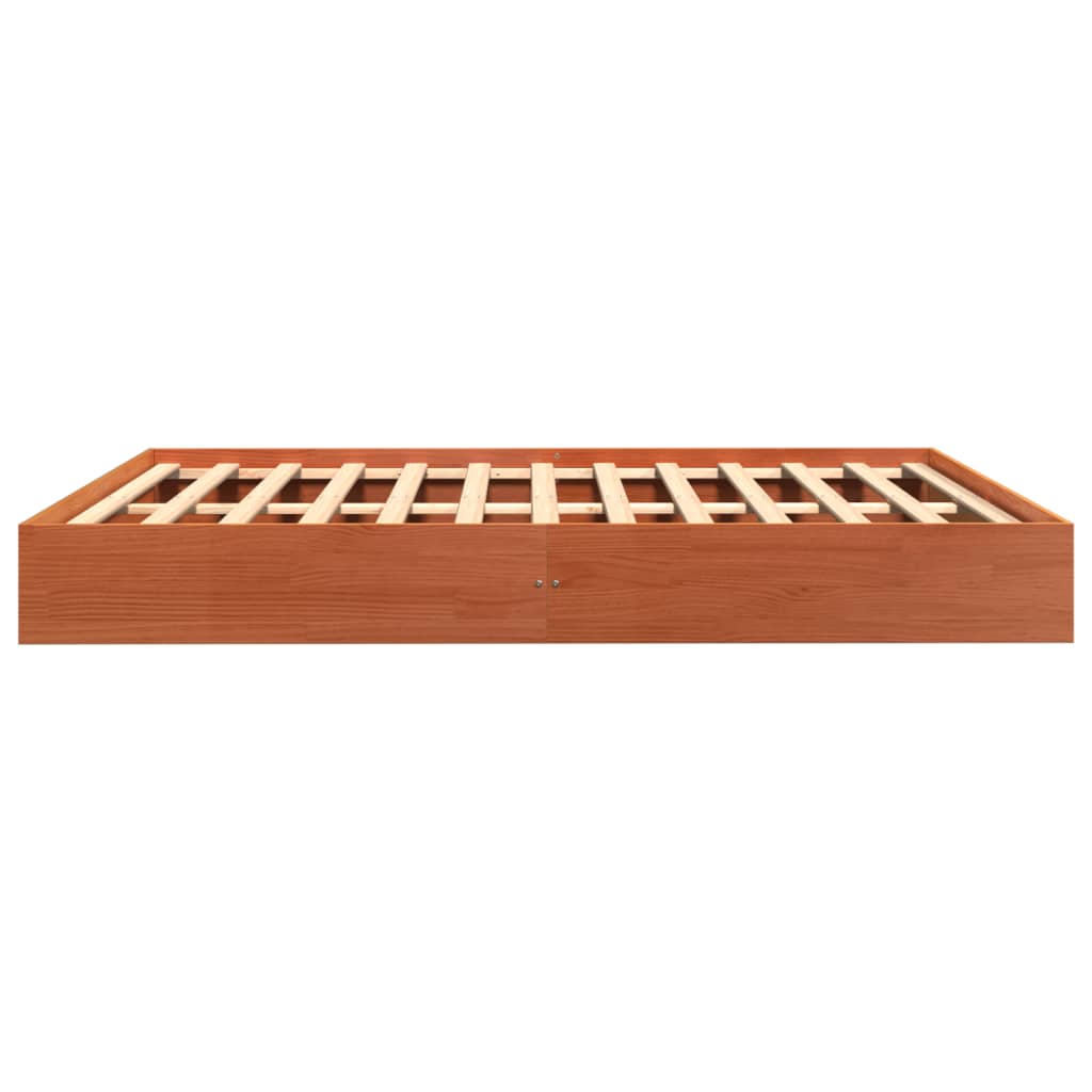 Cadre de lit sans matelas cire marron 160x200cm bois pin massif