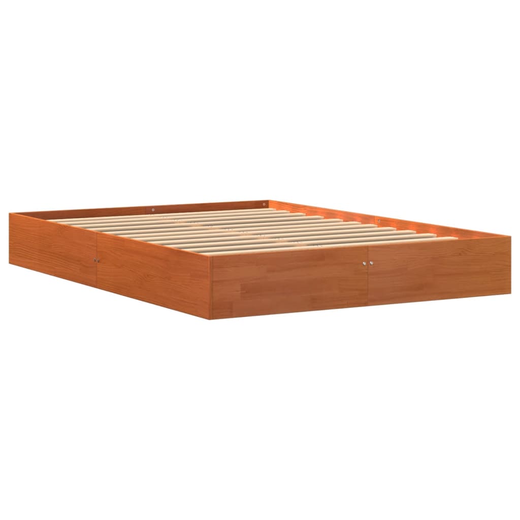 Cadre de lit sans matelas cire marron 140x200cm bois pin massif