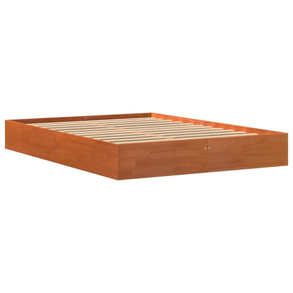 Cadre de lit sans matelas cire marron 140x200cm bois pin massif