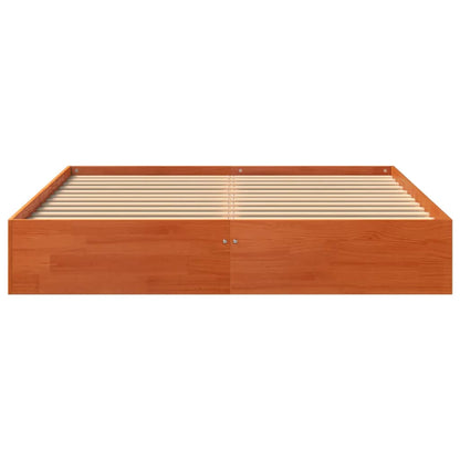 Cadre de lit sans matelas cire marron 140x200cm bois pin massif