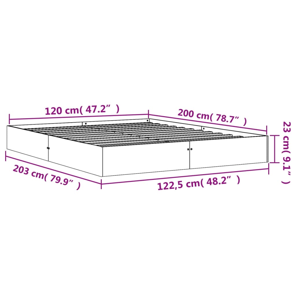 Cadre de lit sans matelas cire marron 120x200cm bois pin massif