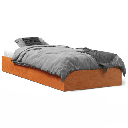 Cadre de lit sans matelas cire marron 100x200cm bois pin massif