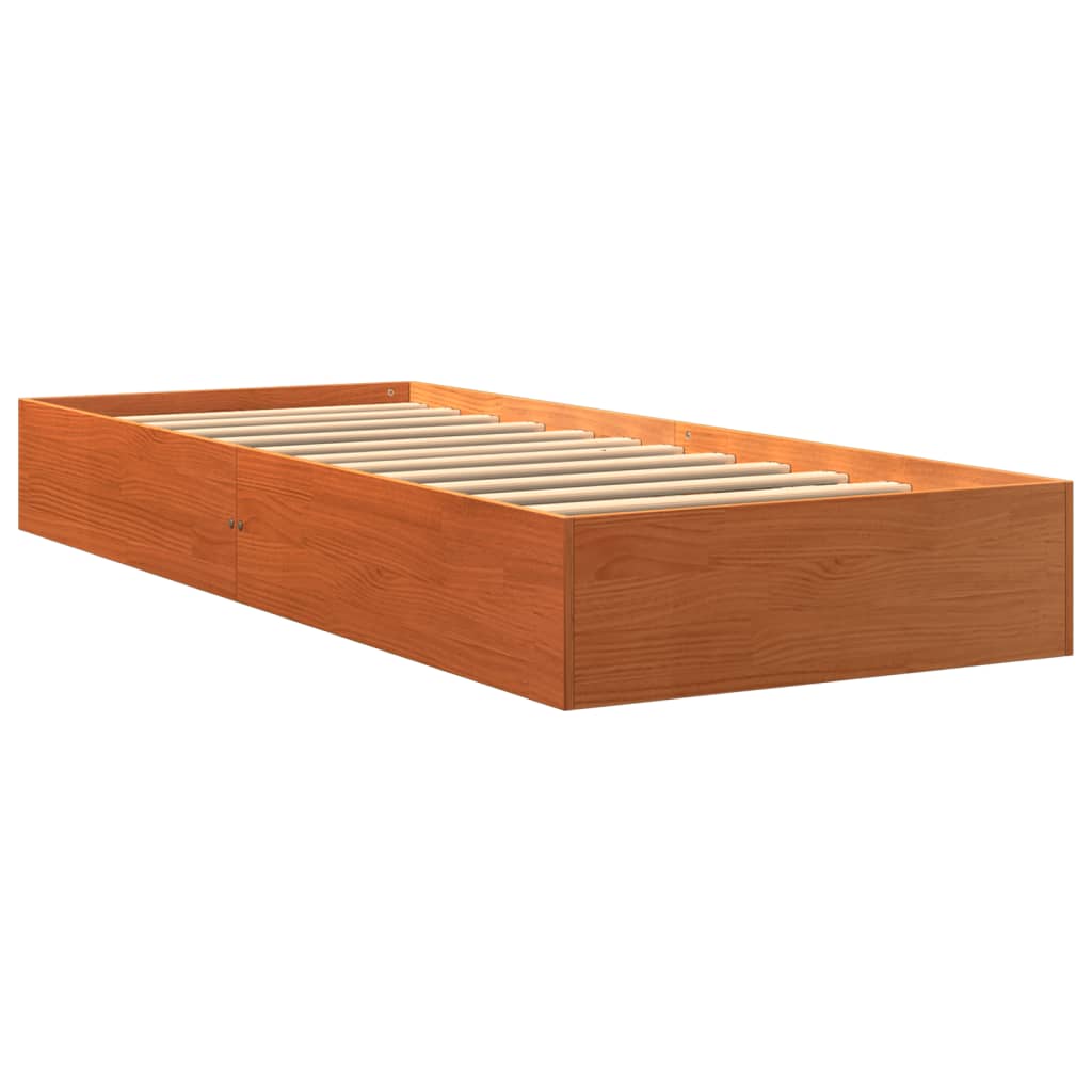 Cadre de lit sans matelas cire marron 100x200cm bois pin massif