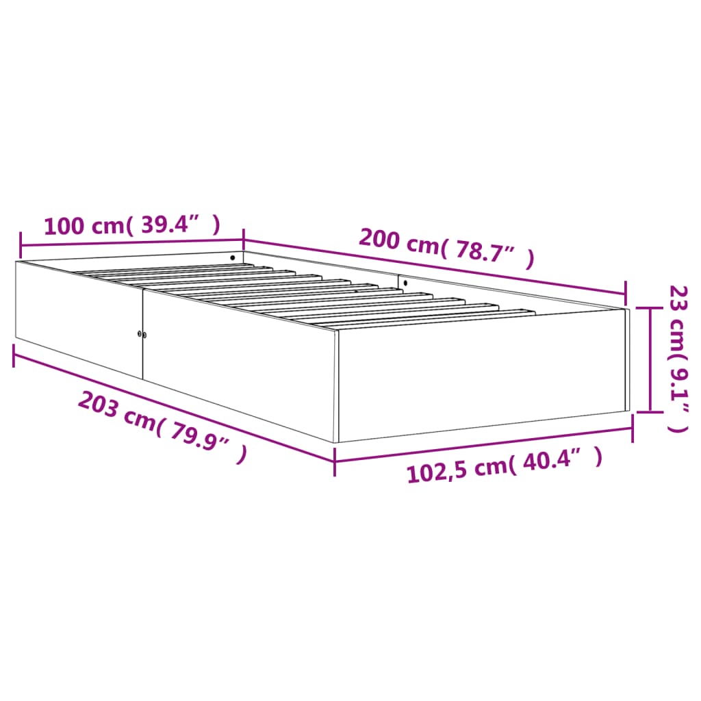 Cadre de lit sans matelas cire marron 100x200cm bois pin massif