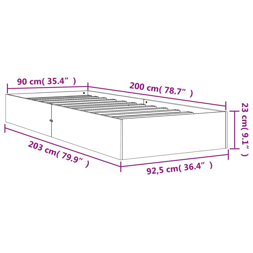 Cadre de lit sans matelas cire marron 90x200 cm bois pin massif