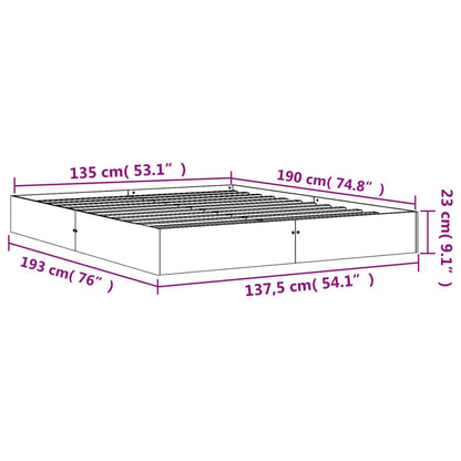 Cadre de lit sans matelas cire marron 135x190cm bois pin massif