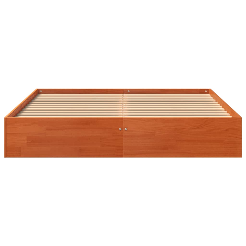 Cadre de lit sans matelas cire marron 140x190cm bois pin massif