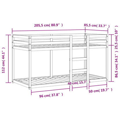 Lit superposé sans matelas cire marron 80x200 cm pin massif