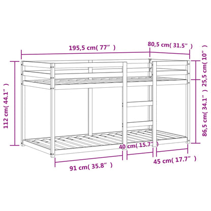 Lit superposé sans matelas cire marron 75x190 cm pin massif