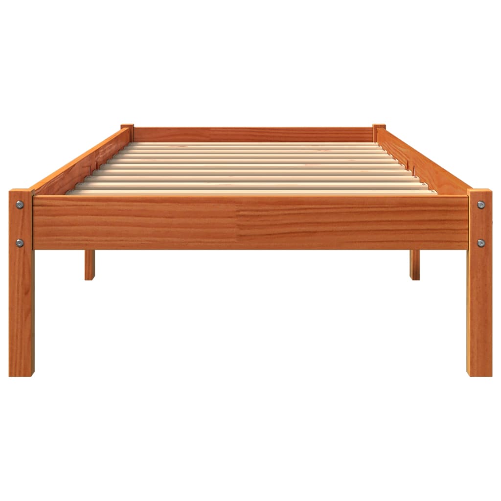 Cadre de lit sans matelas cire marron 75x190 cm bois pin massif