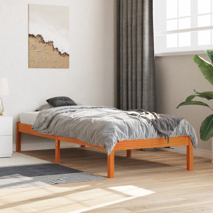 Cadre de lit sans matelas cire marron 75x190 cm bois pin massif