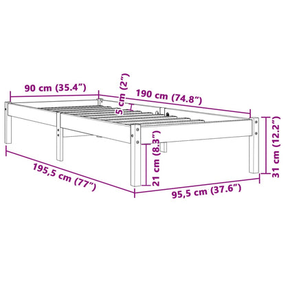 Cadre de lit sans matelas cire marron 90x190 cm bois pin massif