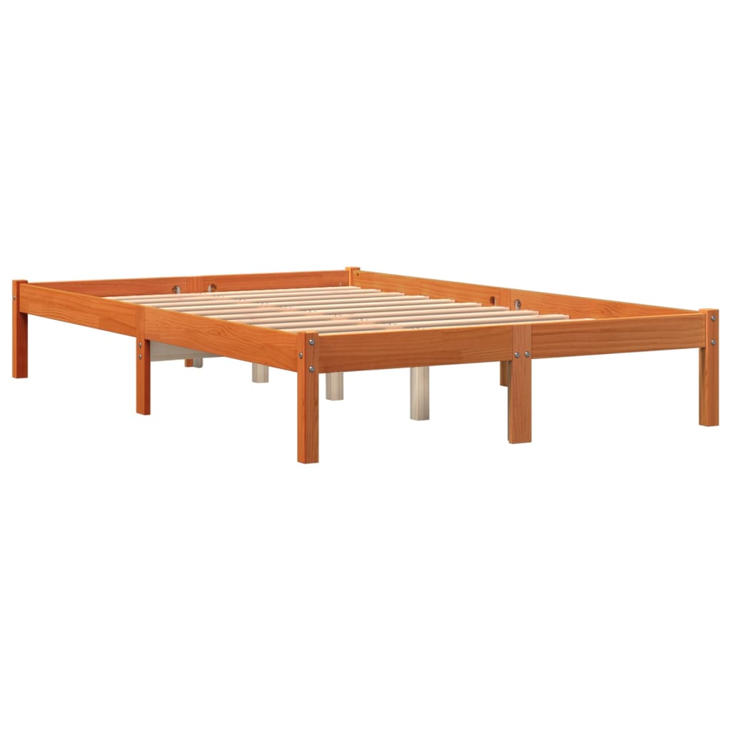 Cadre de lit sans matelas cire marron 120x190cm bois pin massif