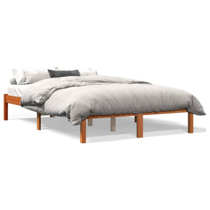 Cadre de lit sans matelas cire marron 135x190cm bois pin massif