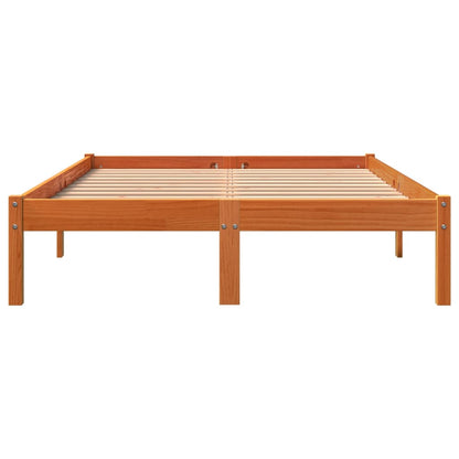 Cadre de lit sans matelas cire marron 120x200cm bois pin massif