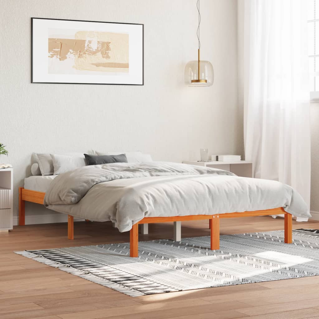 Cadre de lit sans matelas cire marron 120x200cm bois pin massif