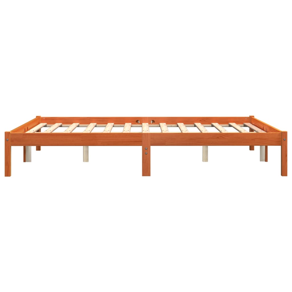 Cadre de lit sans matelas cire marron 150x200cm bois pin massif