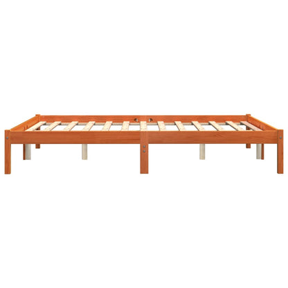 Cadre de lit sans matelas cire marron 150x200cm bois pin massif