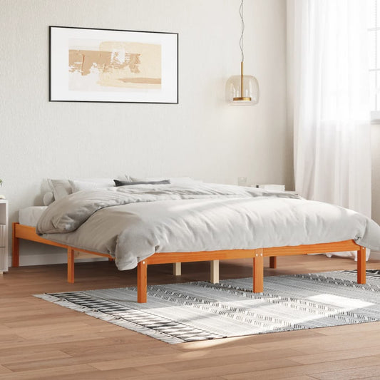 Cadre de lit sans matelas cire marron 150x200cm bois pin massif