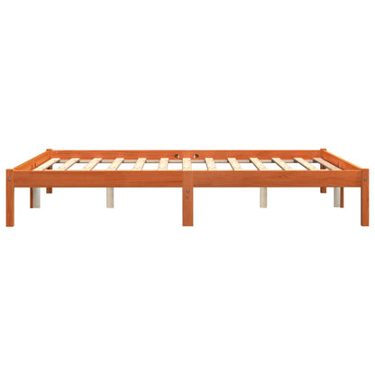 Cadre de lit sans matelas cire marron 160x200cm bois pin massif