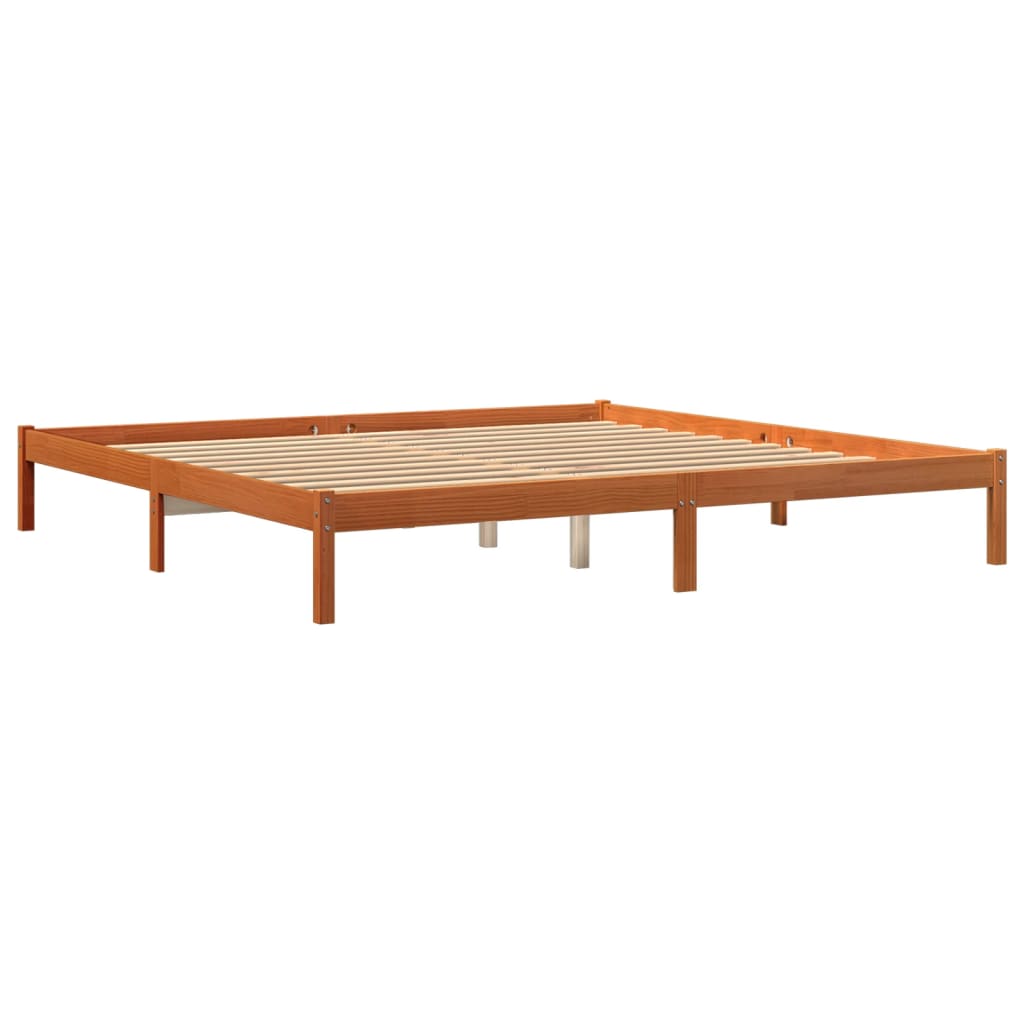 Cadre de lit sans matelas cire marron 180x200cm bois pin massif