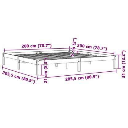 Cadre de lit sans matelas cire marron 200x200cm bois pin massif