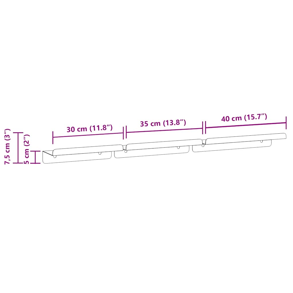 Étagères murales 3 pcs argenté acier inoxydable