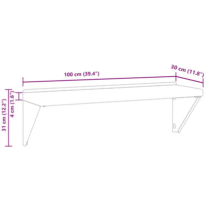 Étagère murale 100x30x31 cm argenté acier inoxydable