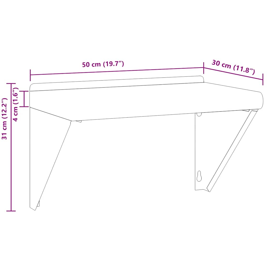 Étagère murale 50x30x31 cm argenté acier inoxydable