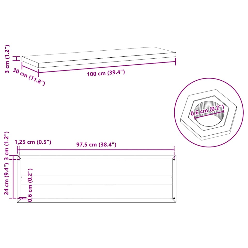 Étagères murales 2 pcs 100x30x3 cm argenté acier inoxydable