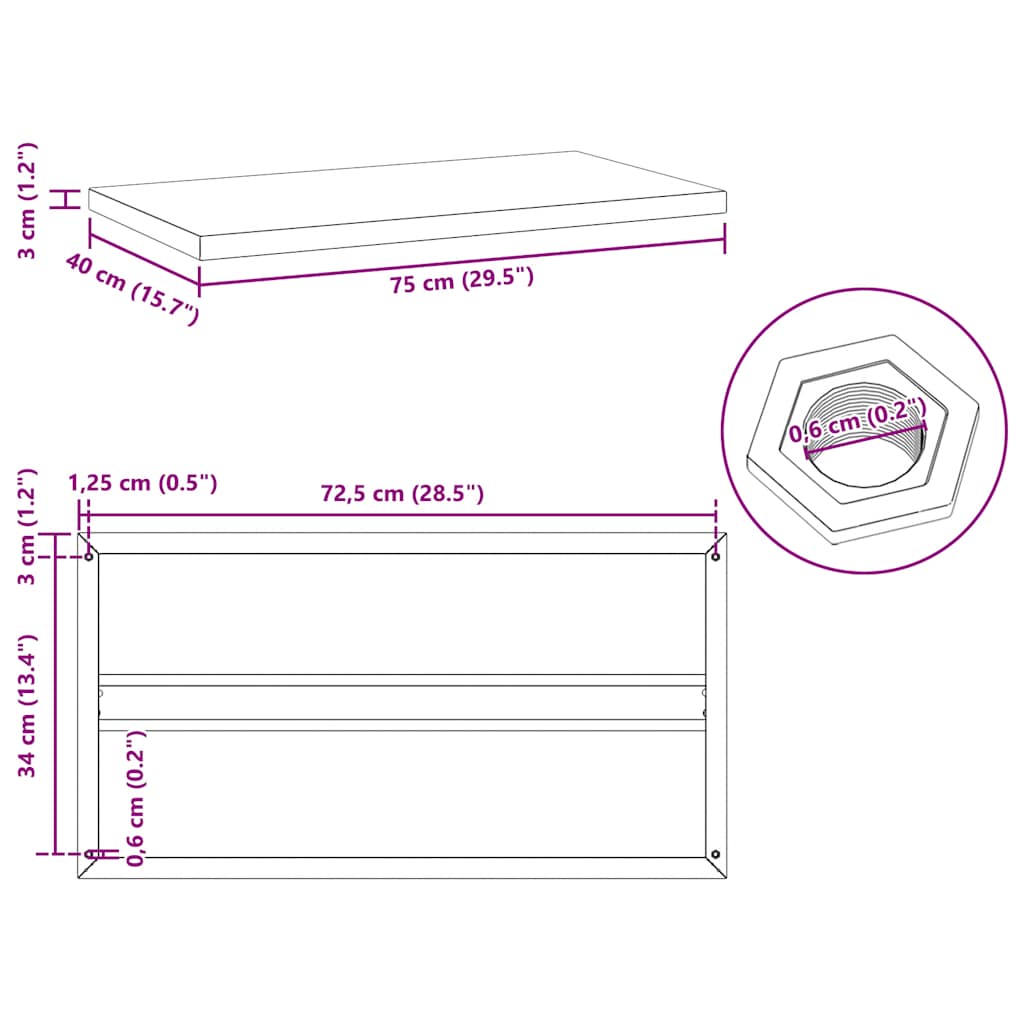 Étagères murales 2 pcs 75x40x3 cm argenté acier inoxydable