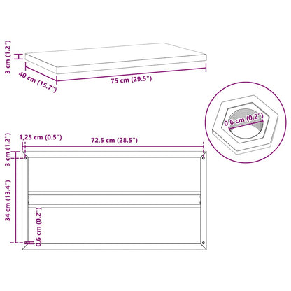 Étagères murales 2 pcs 75x40x3 cm argenté acier inoxydable