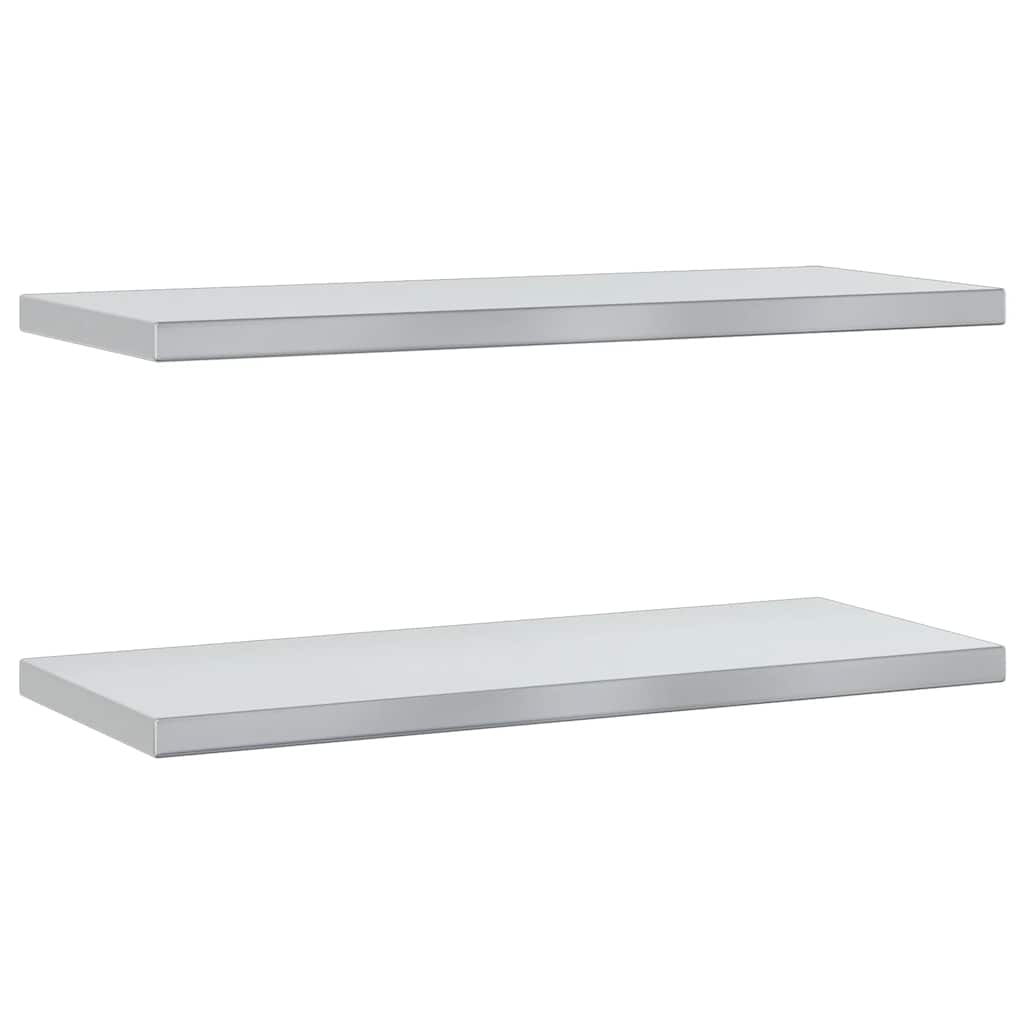 Étagères murales 2 pcs 75x30x3 cm argenté acier inoxydable