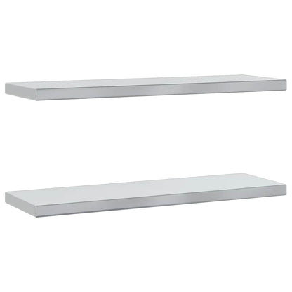 Étagères murales 2 pcs 75x23,5x3 cm argenté acier inoxydable