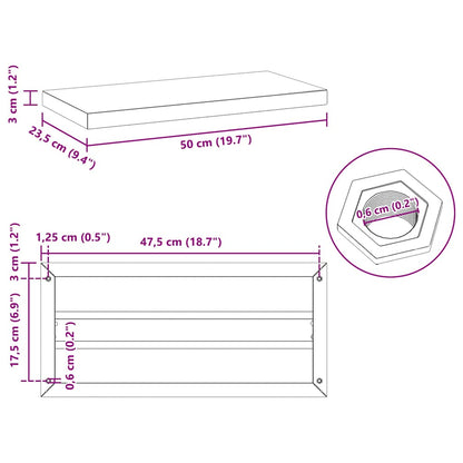 Étagères murales 2 pcs 50x23,5x3 cm argenté acier inoxydable