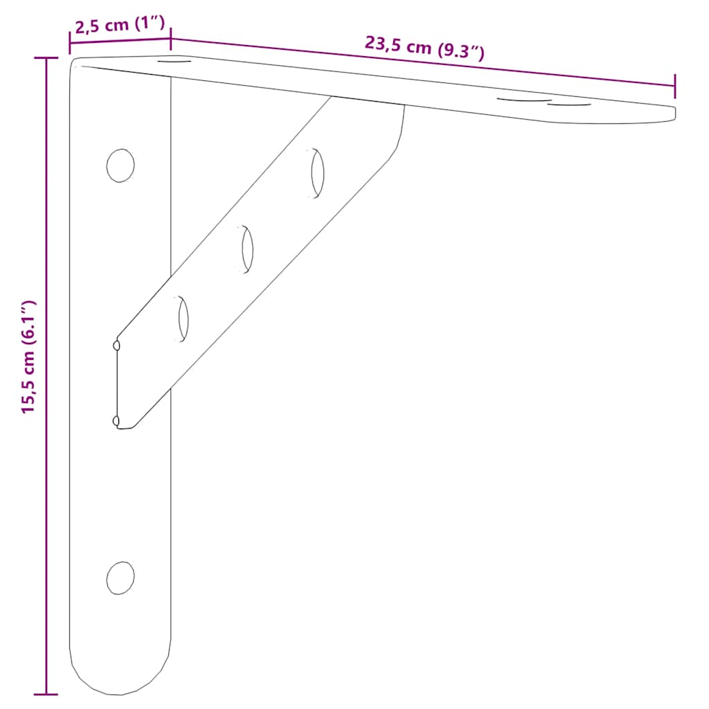 Supports d'étagères 4pcs argenté acier inoxydable