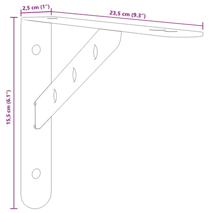 Supports d'étagères 4pcs argenté acier inoxydable