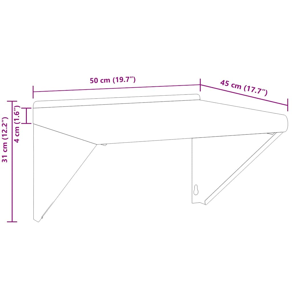 Supports d'étagères 4 pcs 23,5x2,5x15,5cm noir acier inoxydable