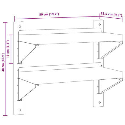 Étagère murale 2 niveaux 50x23,5x48 cm argenté acier inoxydable