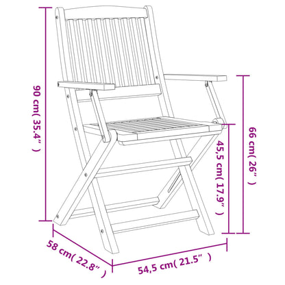 Chaises de jardin pliantes lot de 6 54,5x58x90 cm bois d'acacia