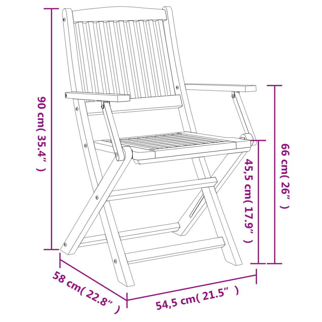 Chaises de jardin pliantes lot de 8 54,5x58x90 cm bois d'acacia