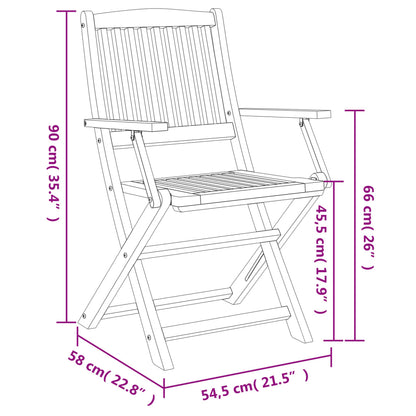 Chaises de jardin pliantes lot de 8 54,5x58x90 cm bois d'acacia