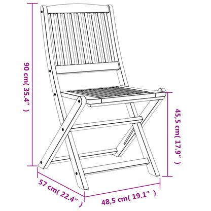 Chaises de jardin pliantes lot de 6 48,5x57x90 cm bois d'acacia